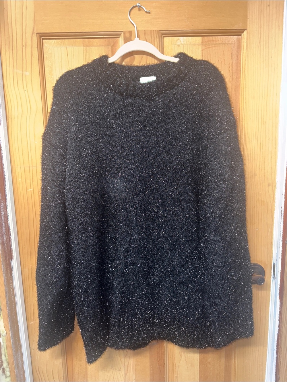 H&M Black Metallic Crew Neck Sweater long
